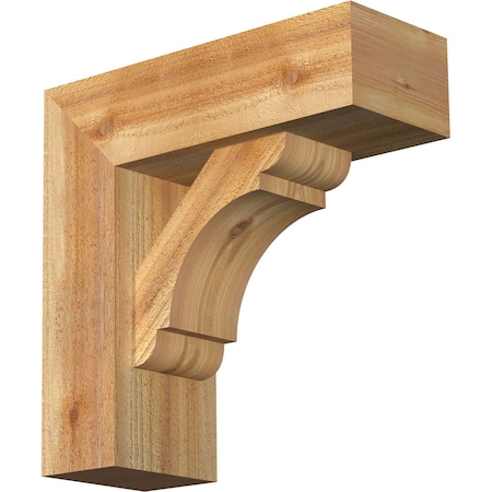 Ekena Millwork Olympic Block Rough Sawn Bracket w/ Offset Brace, Western Red Cedar, 6"W x 16"D x 16"H BKT0604X16X16OLY05RWR